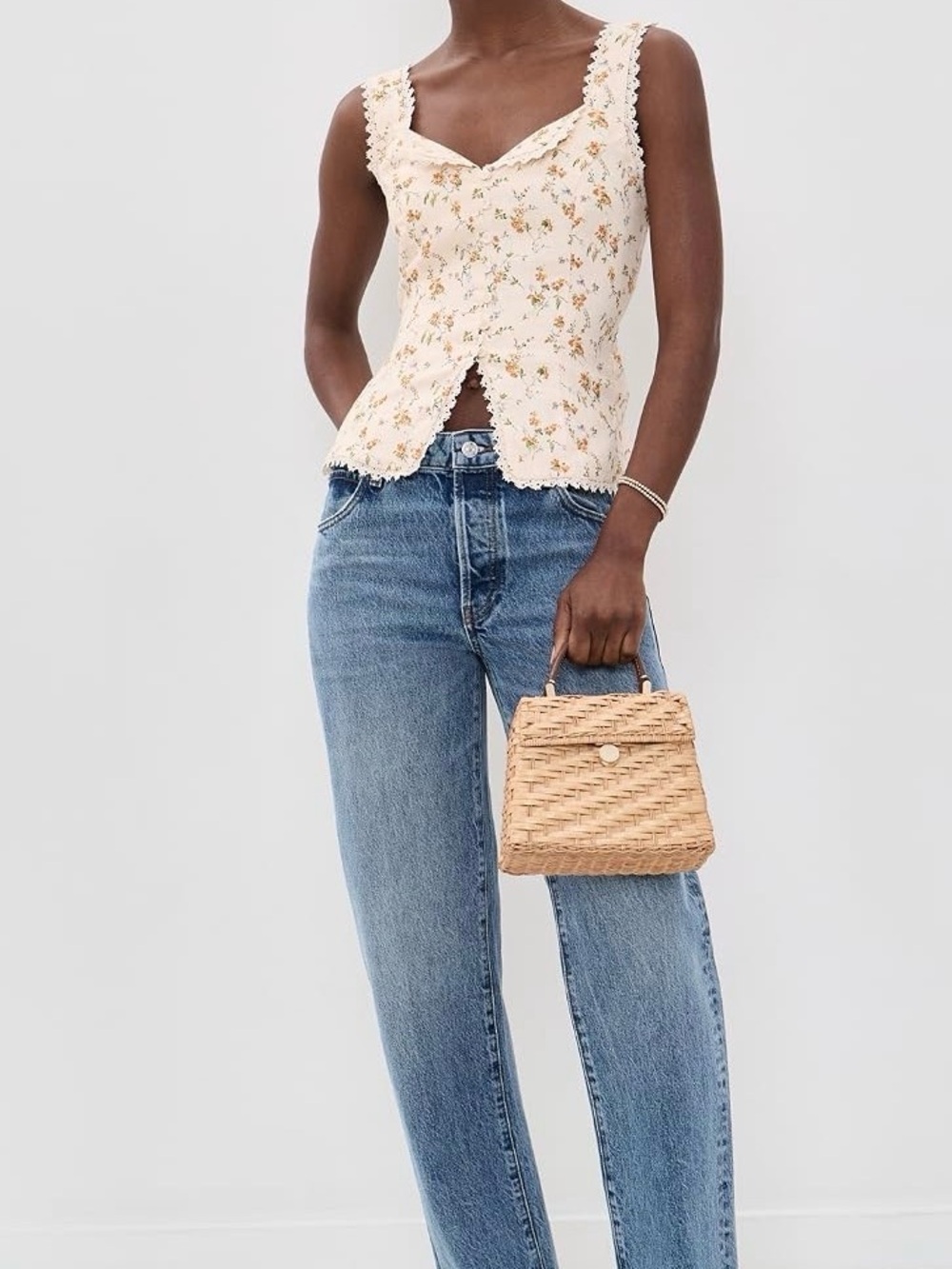 Reformation Cream Floral Lace-Trim Camisole - Retail $168 - Picture 3 of 8